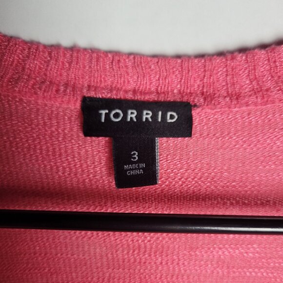 Torrid Sweater Womens Small Pink Rayon Blend Cropped Topper Open Light Airy Soft - Picture 3 of 3